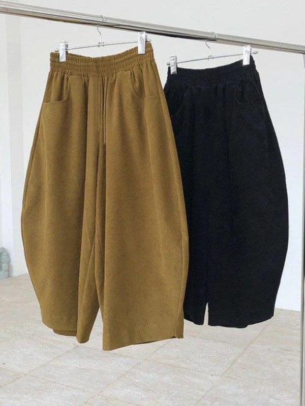 Wide-Leg Harem Elastic Pants