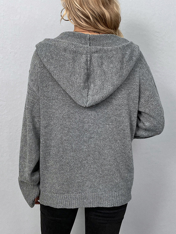 Hooded Button-Detail Cardigan