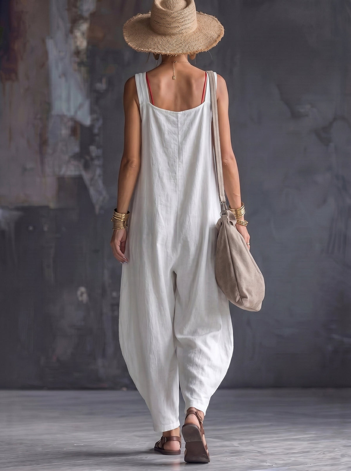 Square-Neck Pocket Sleeveless Relaxed Jumpsuit