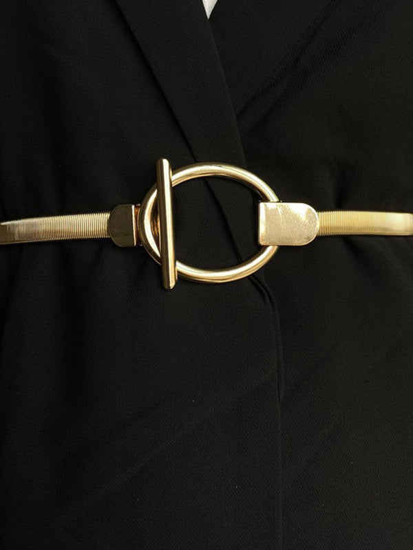 Pleated Buckle Geometric Belt