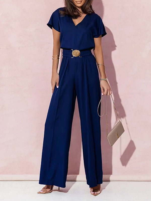 High-Waist V-Neck Pleated Belted Belt