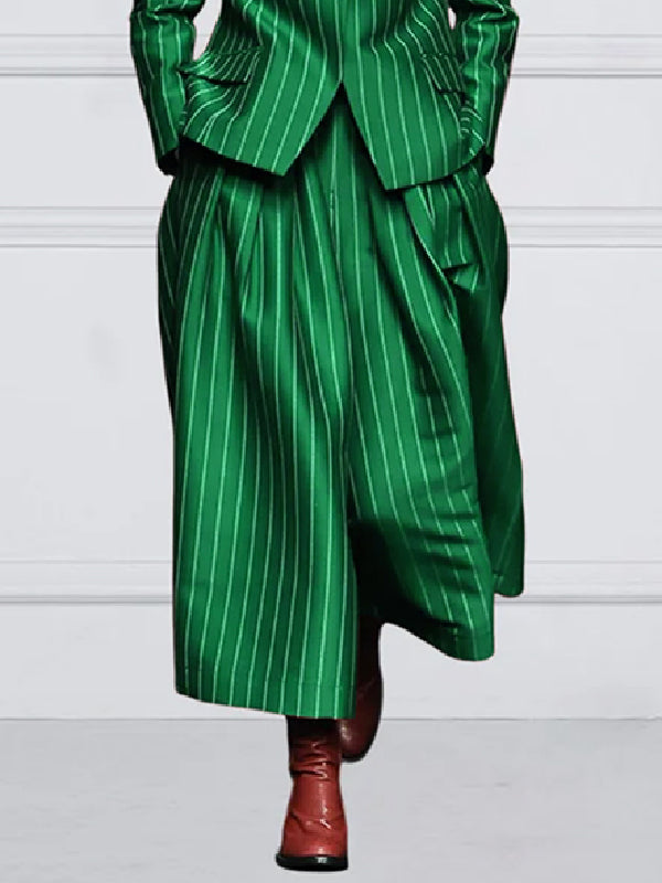 Striped Wide-Leg Relaxed Pants