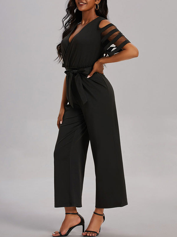 High-Waist V-Neck Cut-Out Relaxed Jumpsuit