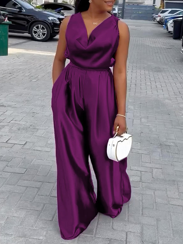 V-Neck Sleeveless Relaxed Jumpsuit