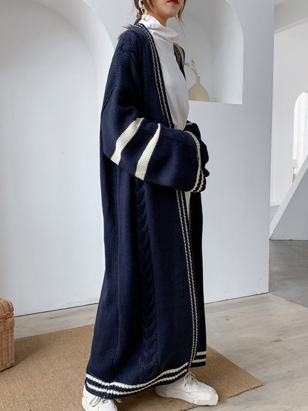 Striped Relaxed Contrast Cardigan