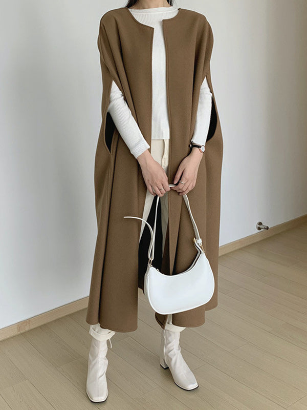 Round-Neck Sleeveless Relaxed Jacket