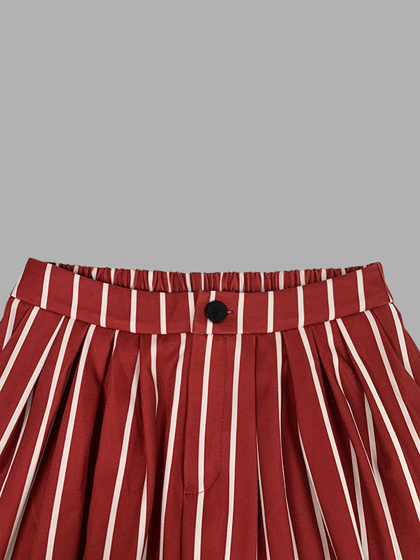 Striped Wide-Leg Relaxed Pants