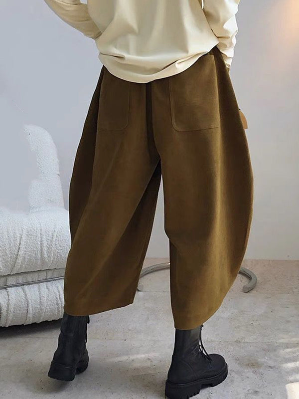 Wide-Leg Harem Elastic Pants
