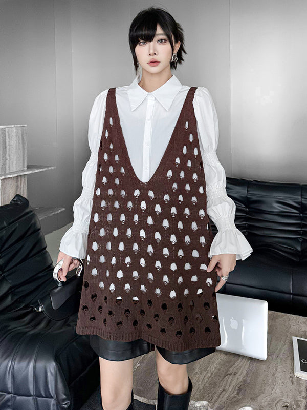 V-Neck Sleeveless Cut-Out Relaxed Vest