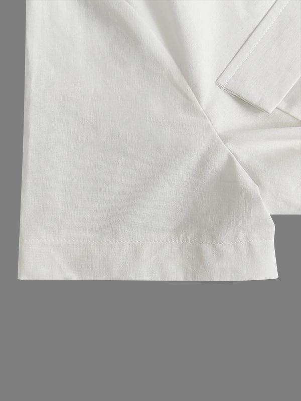 V-Neck Button-Detail Pocket Short-Sleeve Jumpsuit