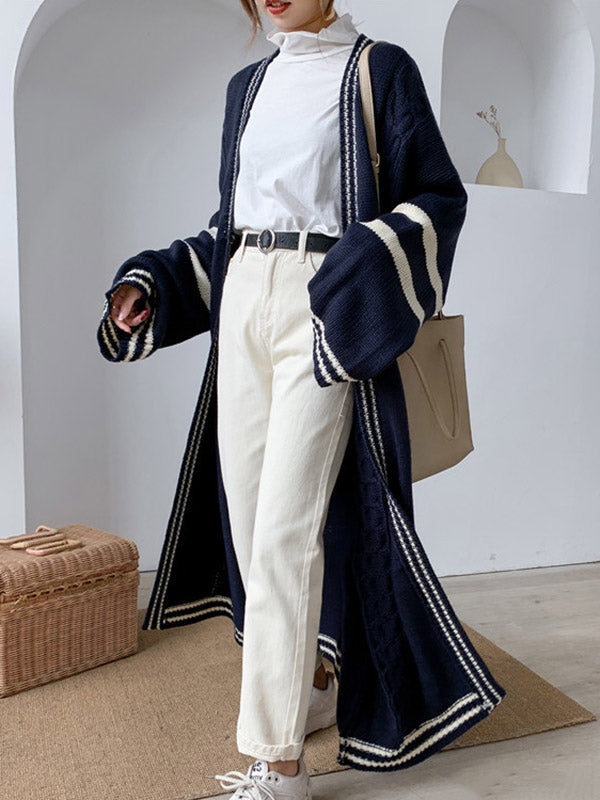 Striped Relaxed Contrast Cardigan
