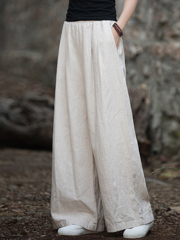 Wide-Leg Elastic Pants