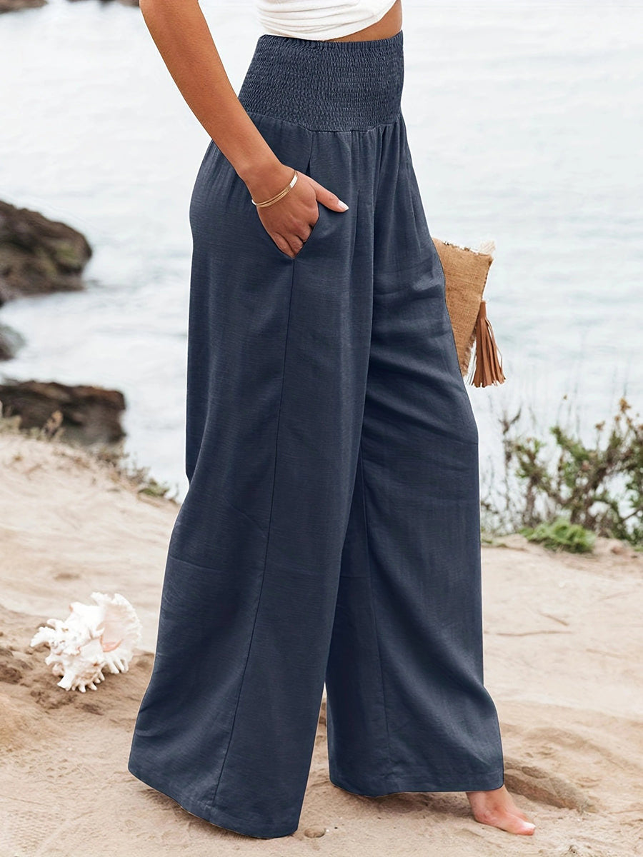 High-Waist Pleated Pocket Pants
