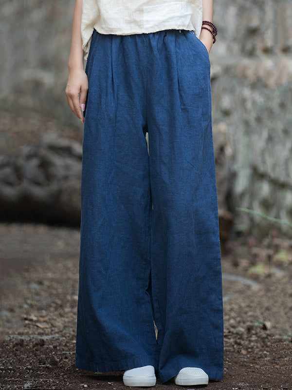 Wide-Leg Elastic Pants