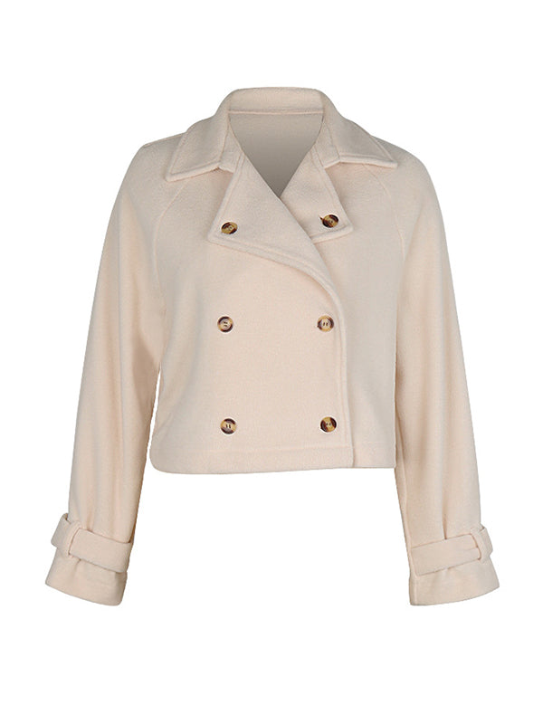 Notch-Collar Button-Detail Long-Sleeve Relaxed Jacket