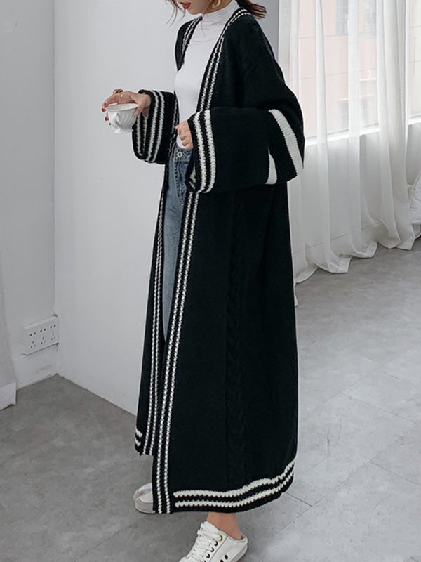 Striped Relaxed Contrast Cardigan
