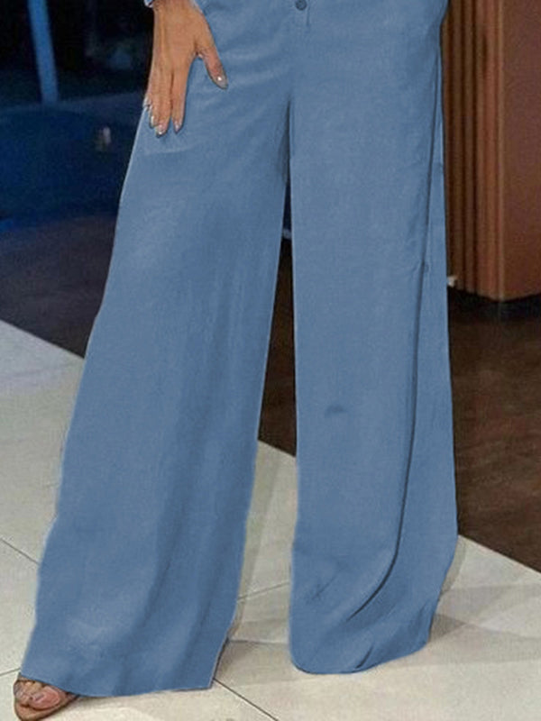 Wide-Leg Long-Sleeve Jumpsuit