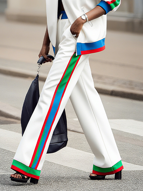 Striped Pocket Contrast Pants