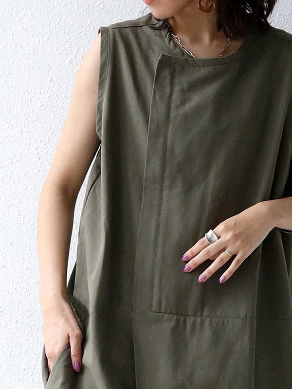 Wide-Leg Round-Neck Sleeveless Jumpsuit