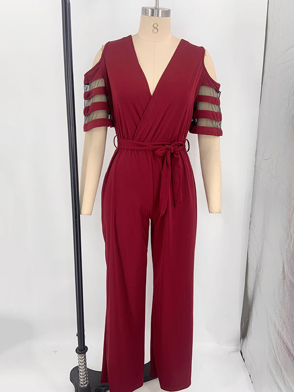High-Waist V-Neck Cut-Out Relaxed Jumpsuit