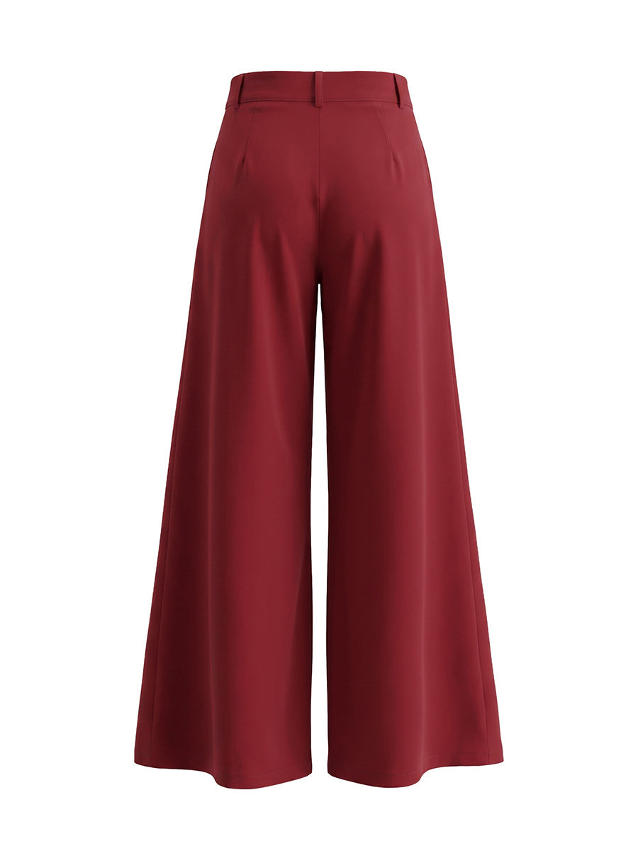 Wide-Leg Pleated Pants