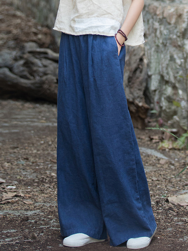 Wide-Leg Elastic Pants