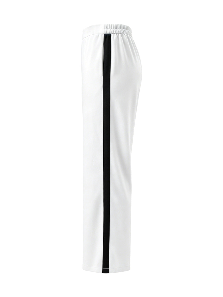 Wide-Leg High-Waist Pocket Contrast Pants