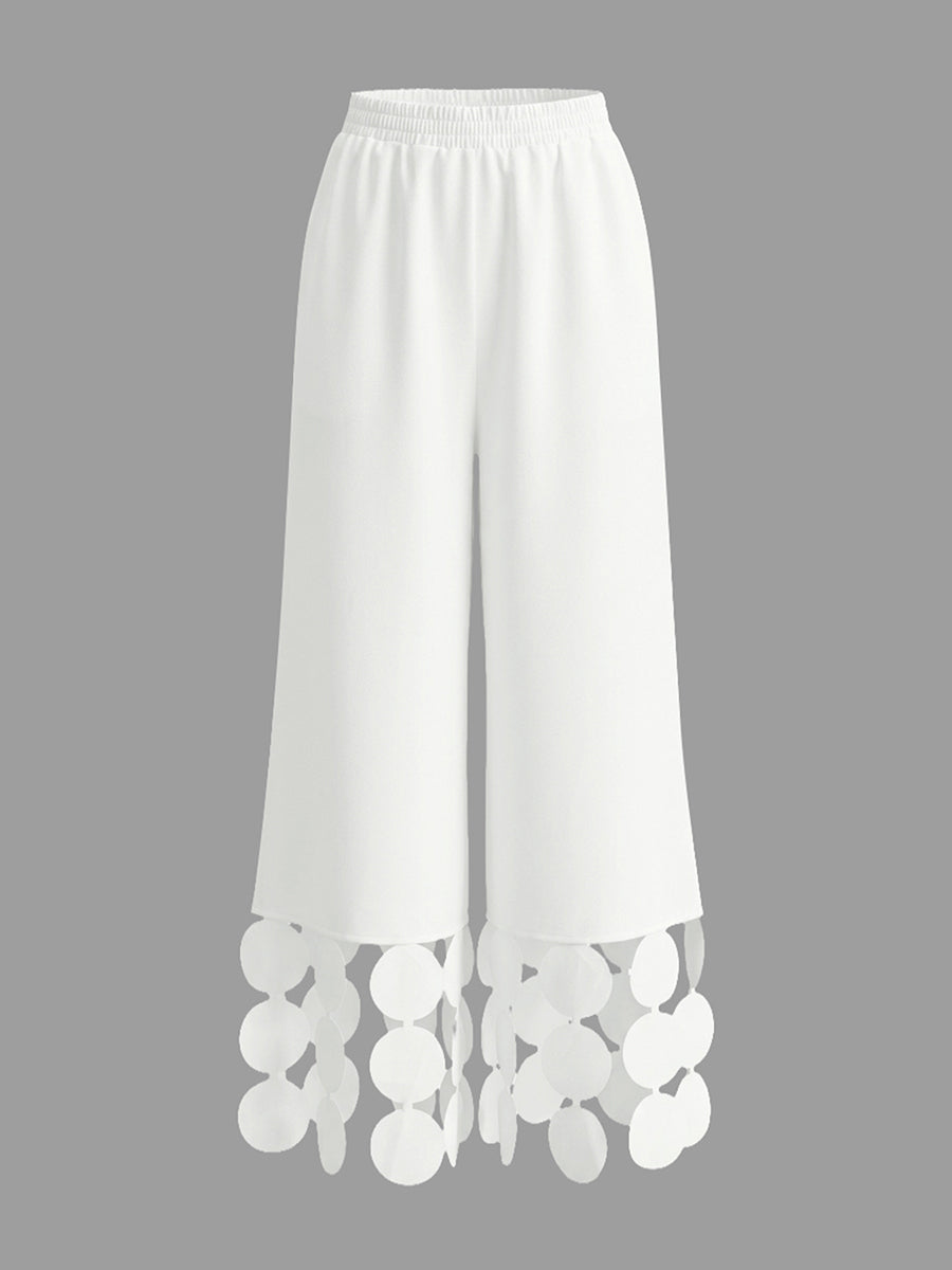 Wide-Leg Fringe Pants