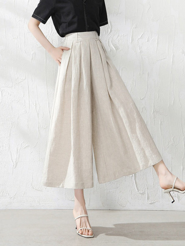Cotton Wide-Leg Relaxed Pants