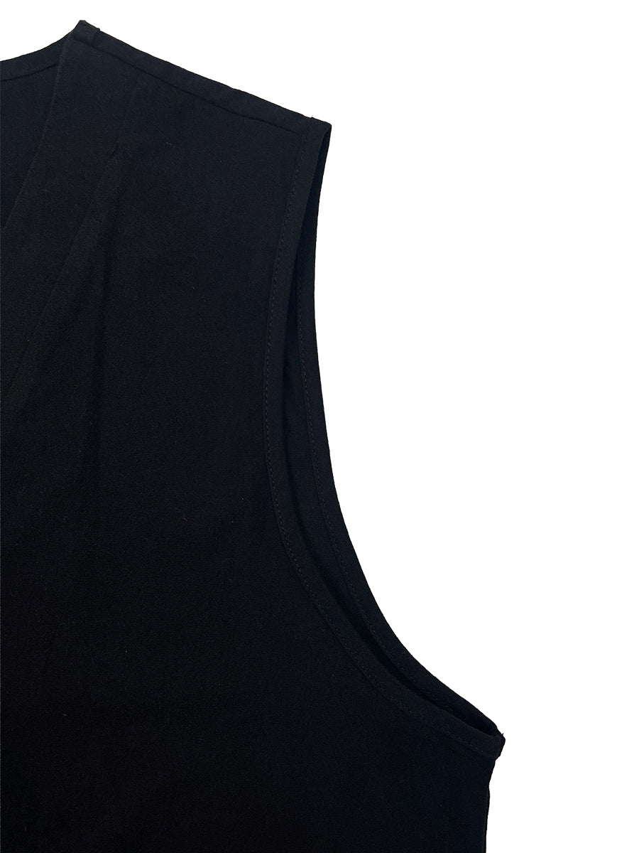 Wide-Leg V-Neck Button-Detail Pocket Jumpsuit