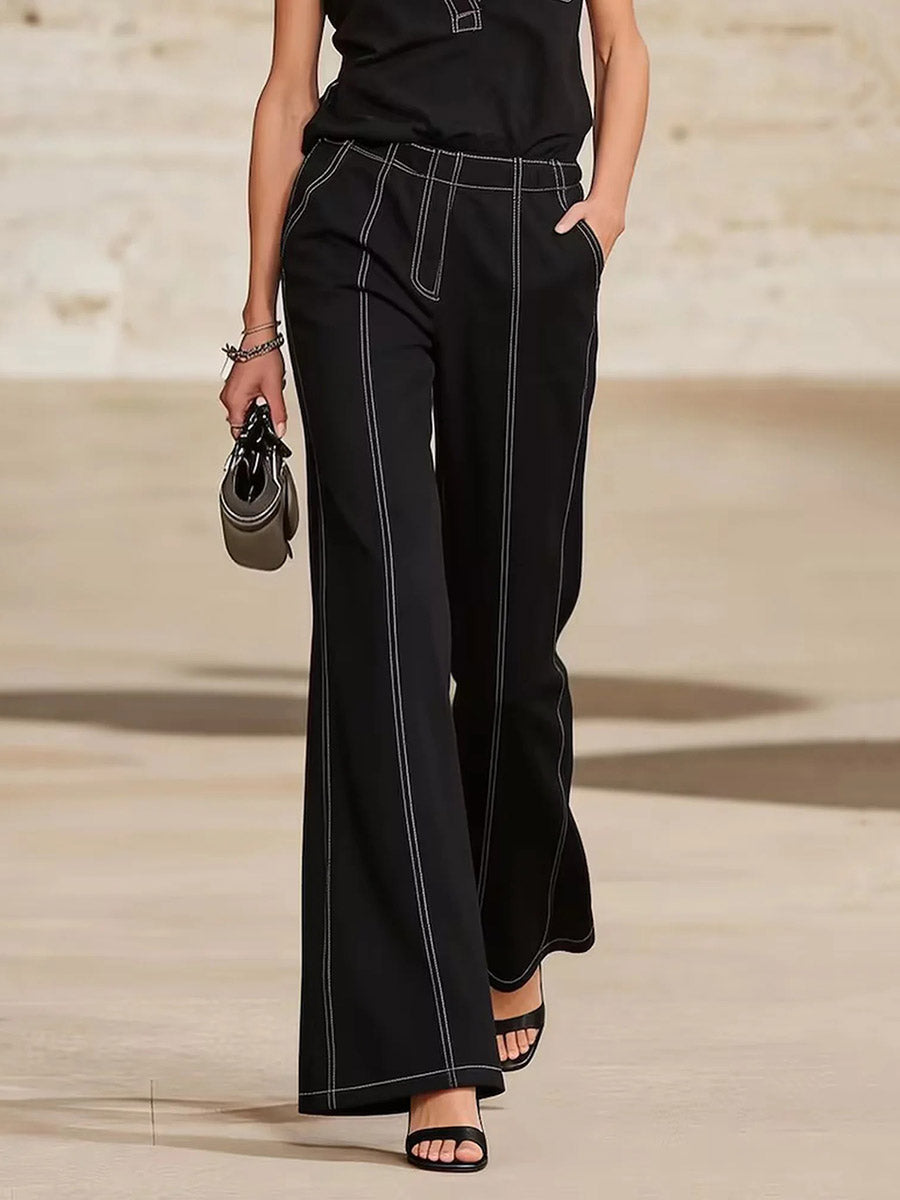 Wide-Leg High-Waist Pocket Pants