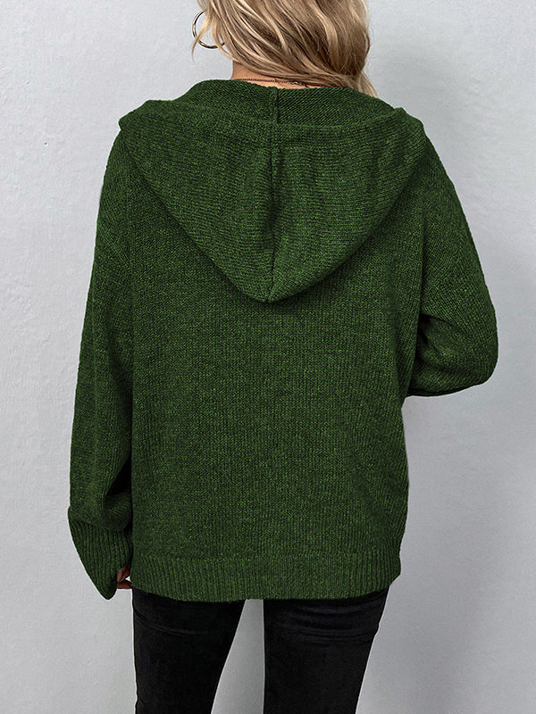 Hooded Button-Detail Cardigan