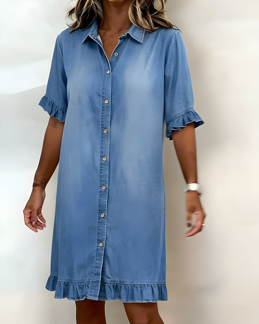 Katie | Effortlessly Ruched Denim Dress