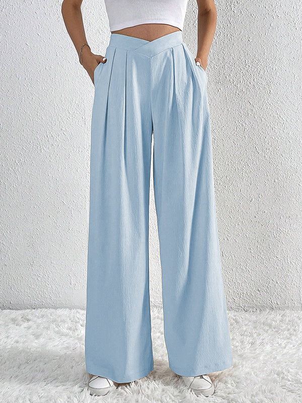 Wide-Leg Pleated Relaxed Pants