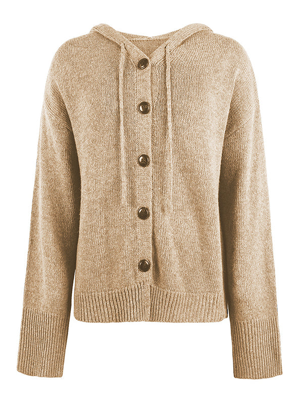 Hooded Button-Detail Cardigan