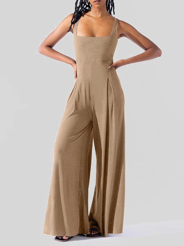Pleated Sleeveless Relaxed Jumpsuit