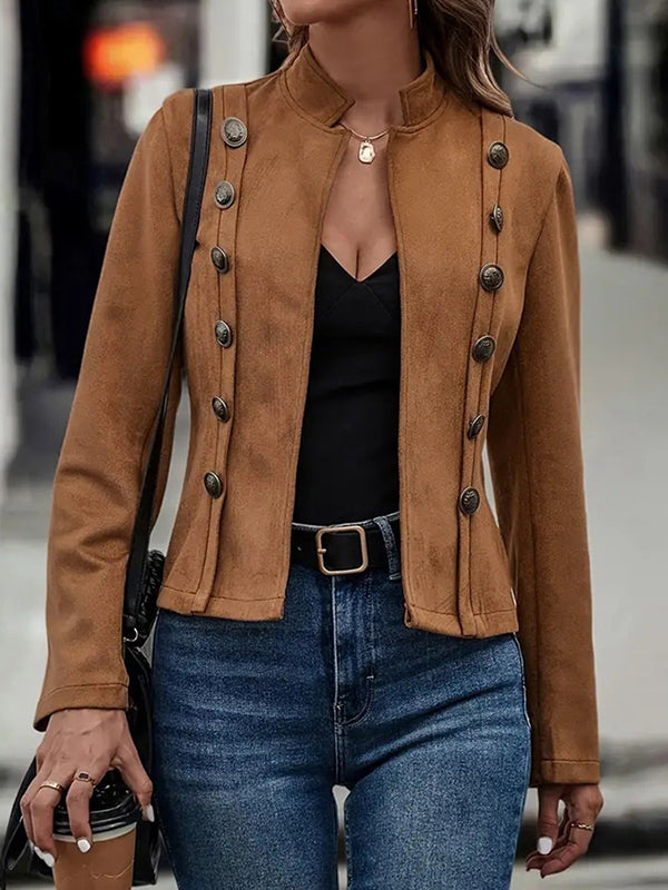 Button-Detail Long-Sleeve Adjustable Relaxed Jacket