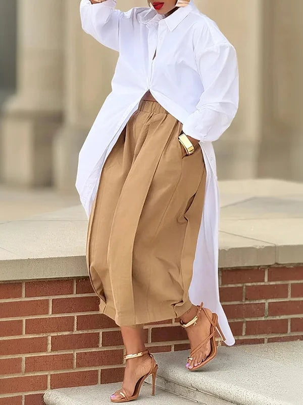 Wide-Leg Pleated Pocket Relaxed Pants