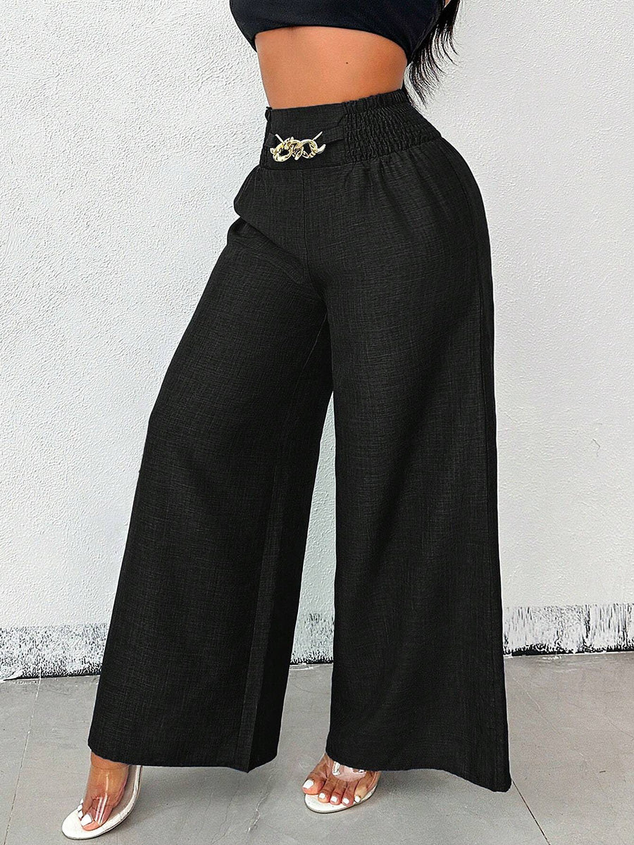 High-Waist Elastic Relaxed Pants