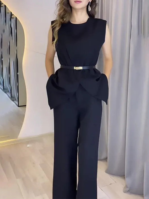 Round-Neck Sleeveless Relaxed Vest