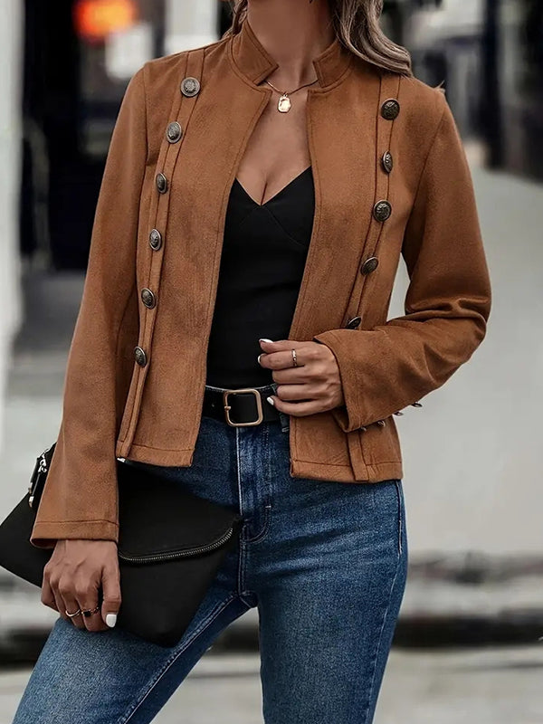 Button-Detail Long-Sleeve Adjustable Relaxed Jacket