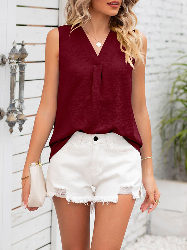 V-Neck Sleeveless Relaxed Vest