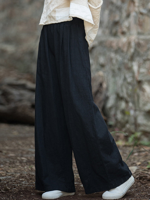 Wide-Leg Elastic Pants