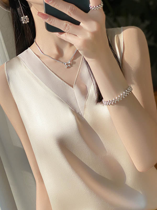 V-Neck Sleeveless Relaxed Vest