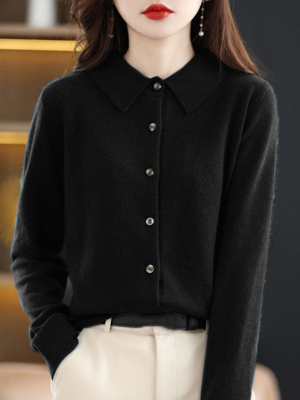 Button-Detail Long-Sleeve Relaxed Cardigan