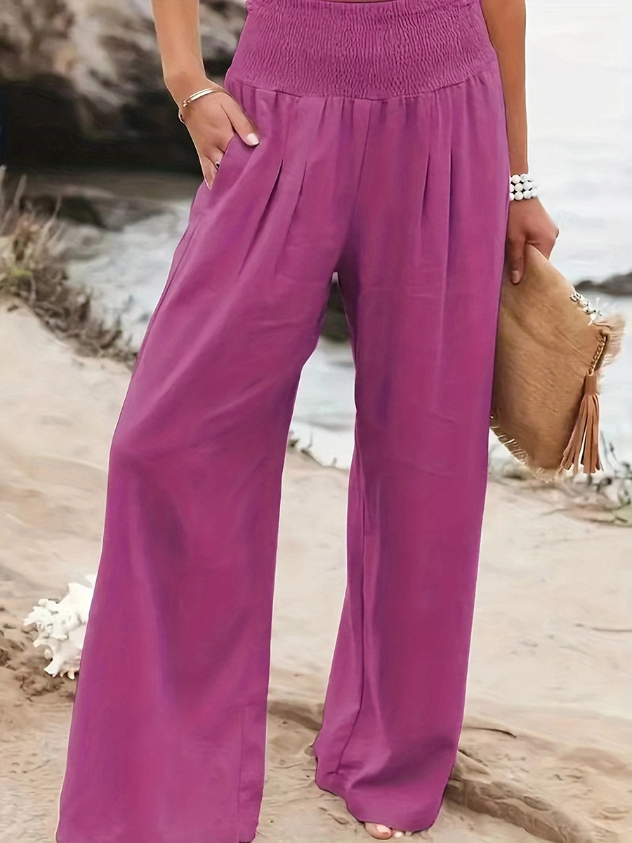 High-Waist Pleated Pocket Pants