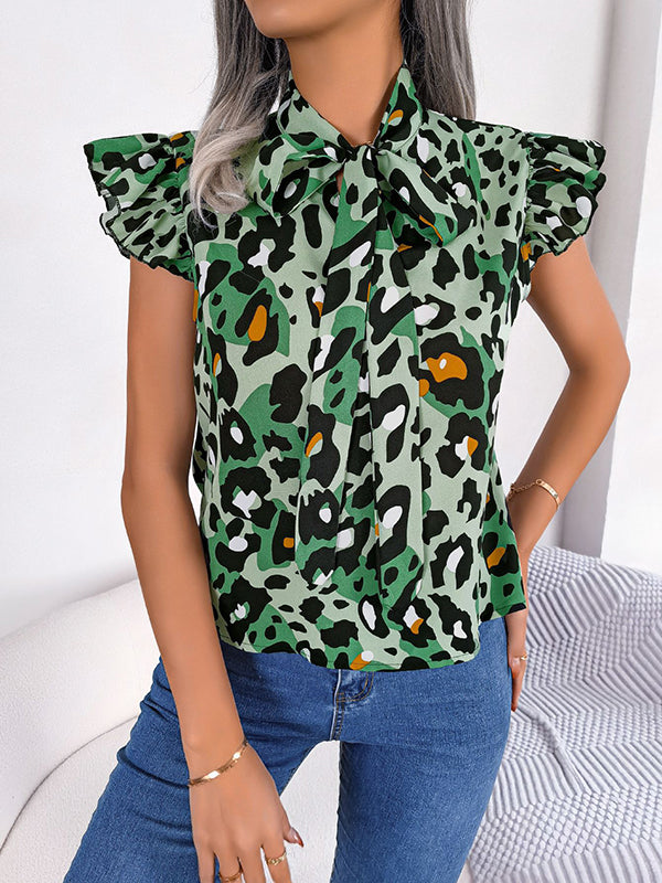 Leopard Print Cap-Sleeve Relaxed Vest