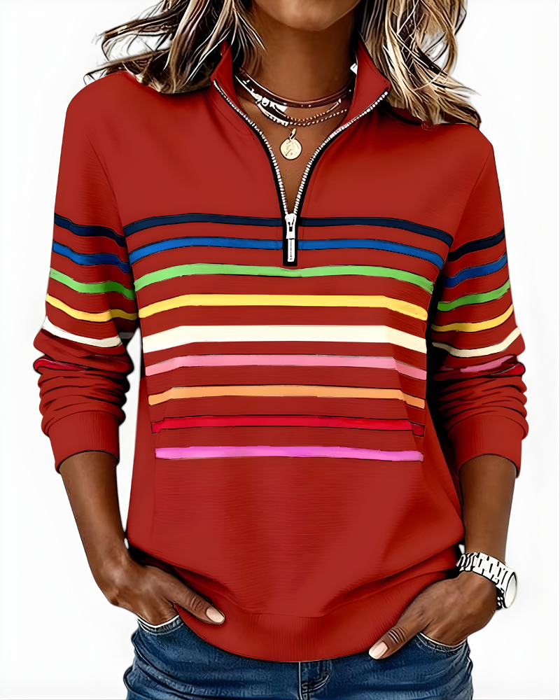 Raina | Striped Zip Hoodie