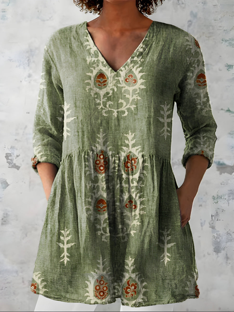 Everly | Long V-Neck Blouse