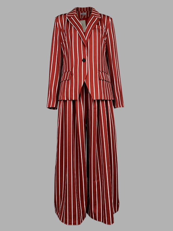 Striped Wide-Leg Relaxed Pants